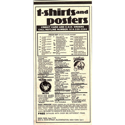 Rock Tops T-Shirts and Posters Bloomington NY 1984 Ad AF8-H1