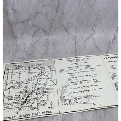 1969 Letchworth State Park Guide Map Castile NY TH9-TM1