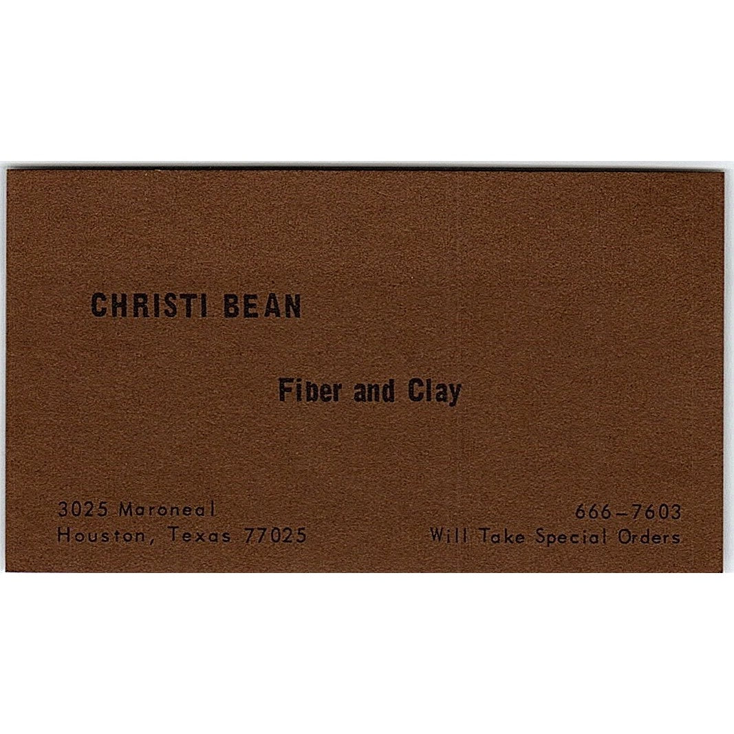 Christi Bean Fiber and Clay Houston Texas Vintage Business Card SF3-B6
