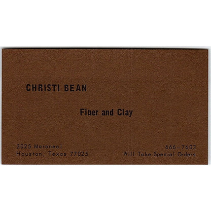 Christi Bean Fiber and Clay Houston Texas Vintage Business Card SF3-B6