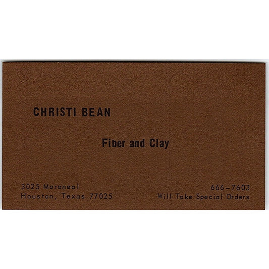 Christi Bean Fiber and Clay Houston Texas Vintage Business Card SF3-B6