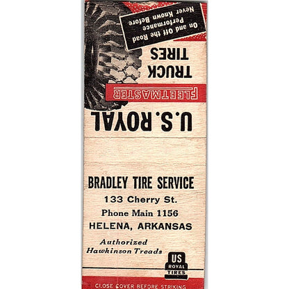 Bradley Tire Service Helena Arkansas Vintage Matchbook Cover SF3-Y3