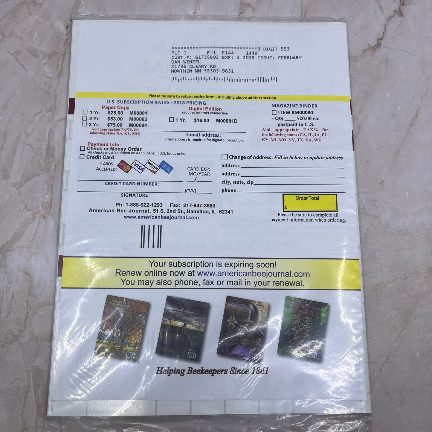 2019 Feb American Bee Journal Magazine Bees Beekeeping Honey M8