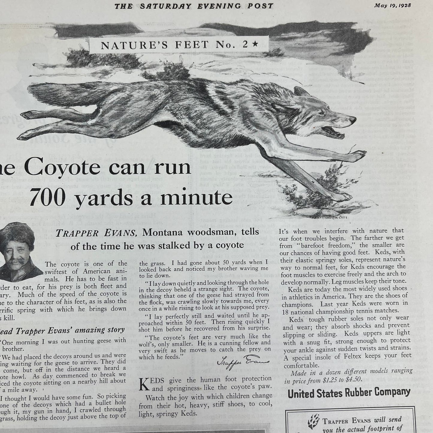 United States Rubber Co Keds Shoes 1928 Original Magazine Advertisement FL6-8