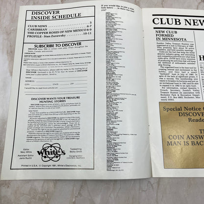 1981 2nd Quarter White's Electronics Discover Newsletter Metal Detectors M19