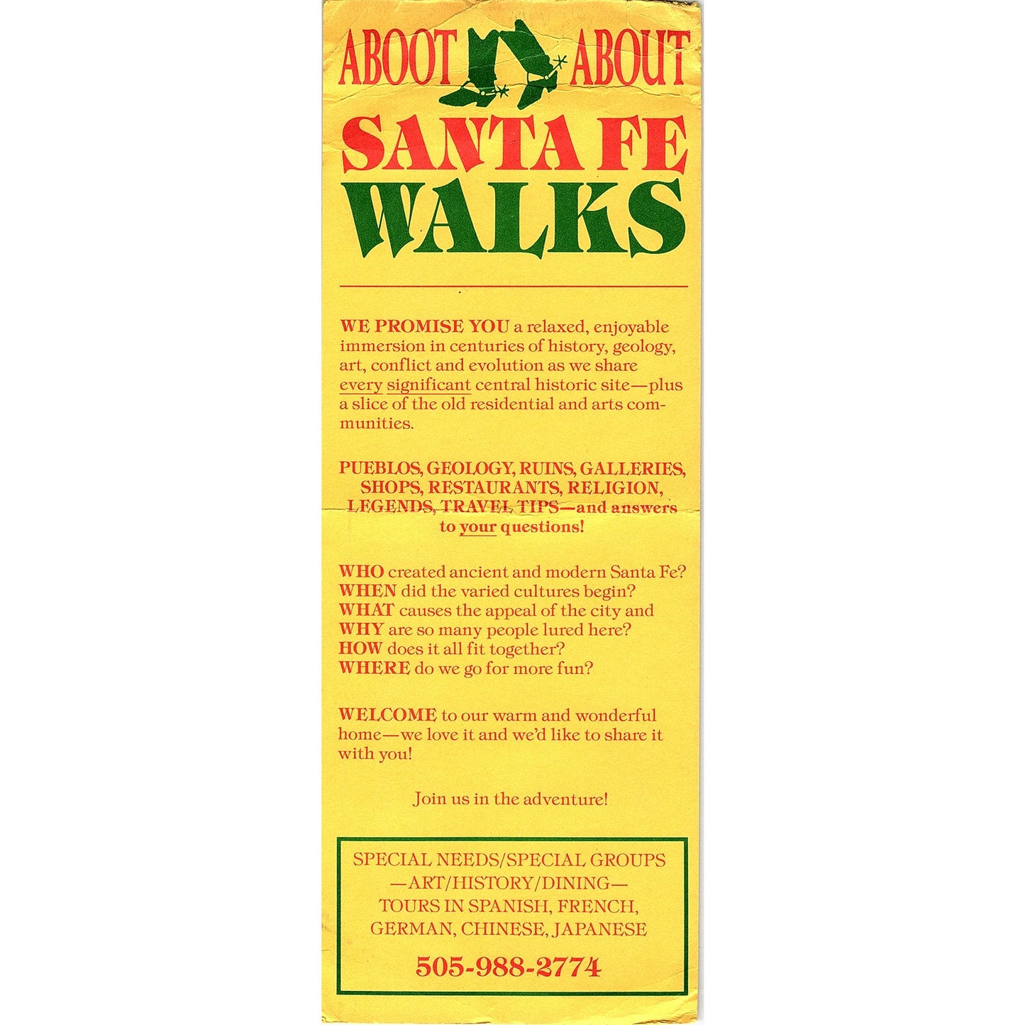 Aboot About Santa Fe Walks NM Vintage Tourist Travel Leaflet TH2-TB1