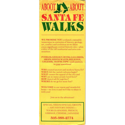 Aboot About Santa Fe Walks NM Vintage Tourist Travel Leaflet TH2-TB1
