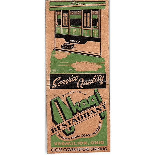 Okagi Restaurant Vermilion OH Vintage Matchbook Cover SC7-Y1