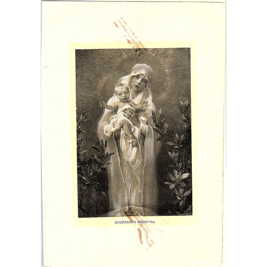 Vintage Frantisek Dvorak Madona s Ježíškem Art Print 7x9 V4