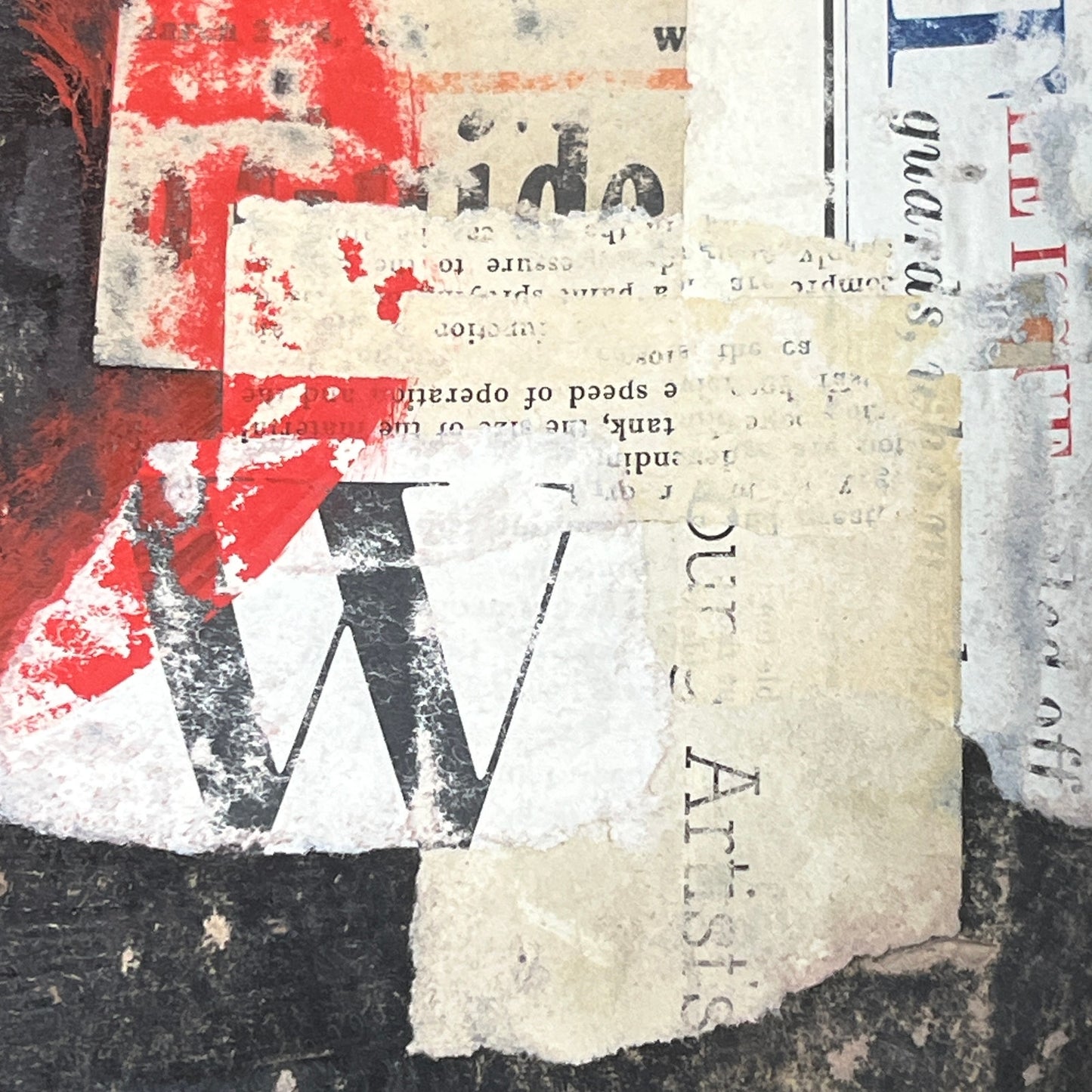 Original Minimalist Modern Art Collage Painting 8.5x11 "Amathophobia" Signed