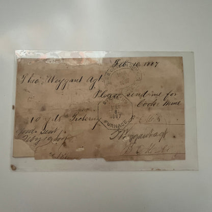 Theo Weygard Sterling Railroad & Sterling Furnace 1887 Receipt AK1-M3