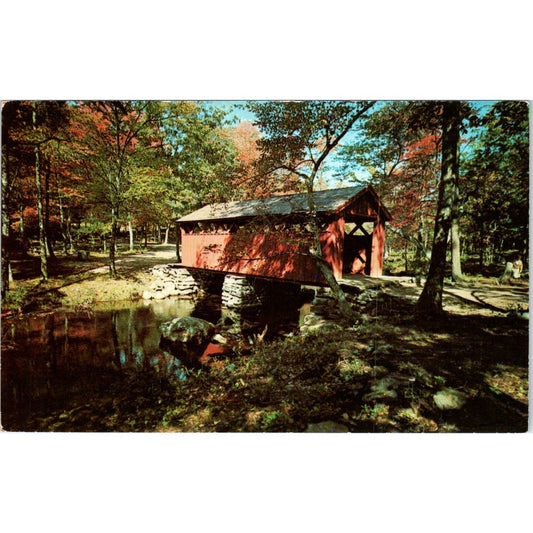 Devils Hopyard Park East haddam CT Chapmans Falls Covered Bridge Postcard PB13