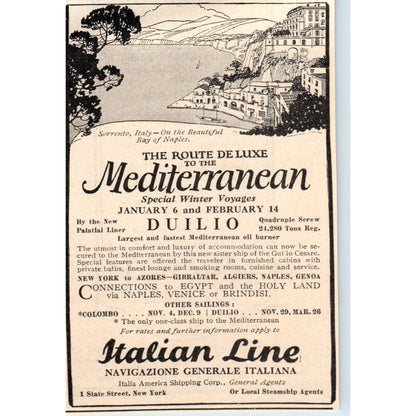 Indian Line Mediterranean Travel Duilio Italy 1924 Magazine Ad AF2-A1
