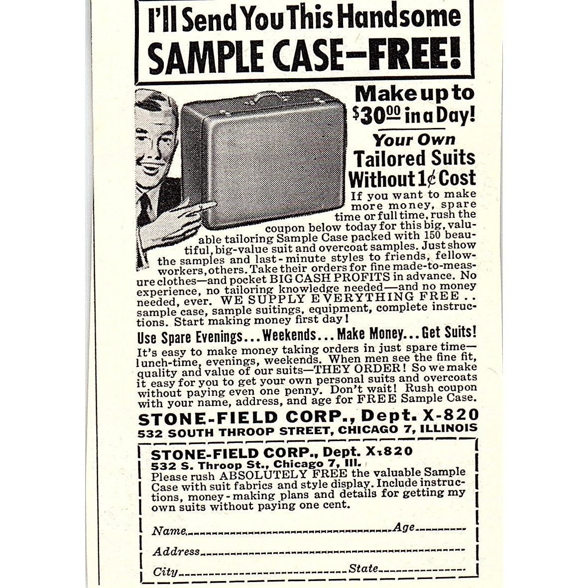 Stone-Field Corp Tailored Suits Chicago IL 1955 Ad AF9-M2