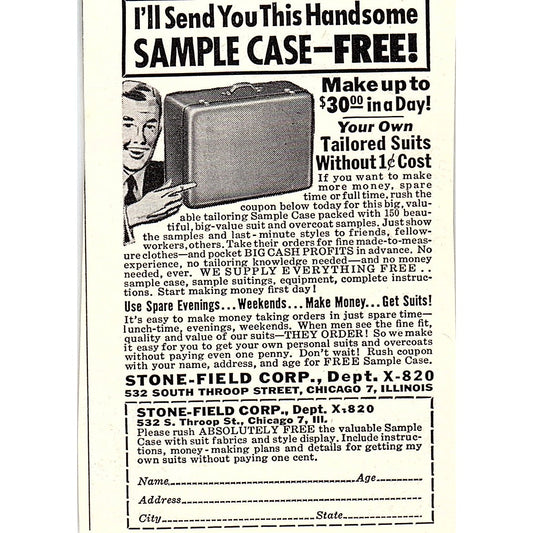 Stone-Field Corp Tailored Suits Chicago IL 1955 Ad AF9-M2