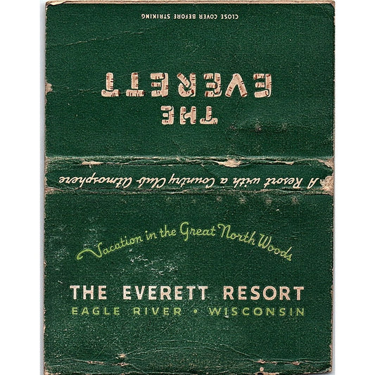 The Everett Resort Eagle River WI Vintage Large Matchbook Cover TH2-Y3