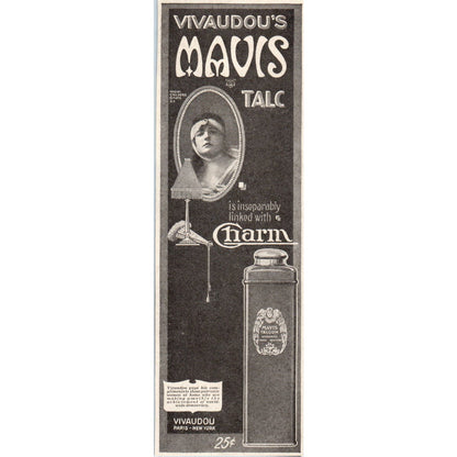 Vivaudou''s Mavis Talc Paris New York 1918 Magazine Ad AF1-WH1