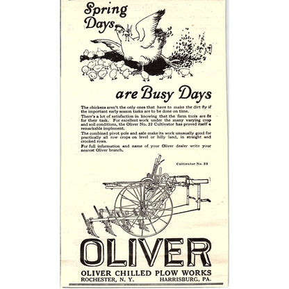 Oliver Chilled Plow Works Rochester NY Harrisburg PA 1924 Ad AG3-4