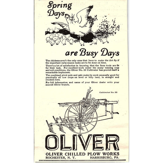 Oliver Chilled Plow Works Rochester NY Harrisburg PA 1924 Ad AG3-4