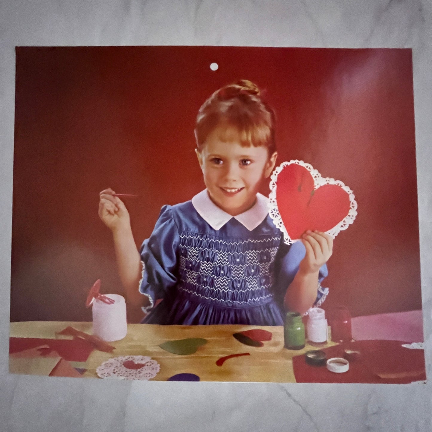 1973 Retro Kitsch Girl Decorating Valentine's Day Card 8x10" Art Print V23