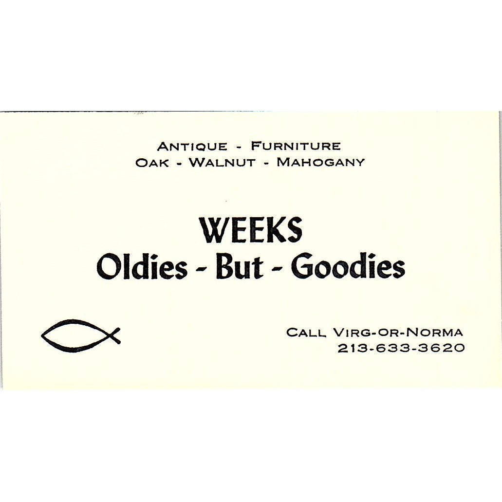 Weeks Oldies-But-Goodies Virg & Norma Long Beach Vintage Business Card SE3-B16