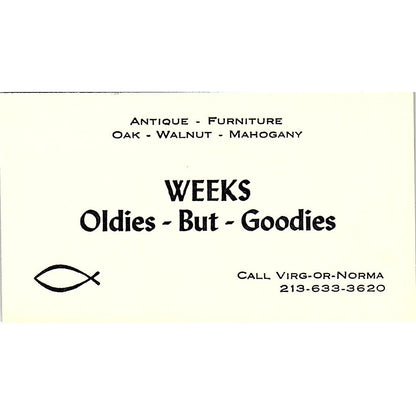 Weeks Oldies-But-Goodies Virg & Norma Long Beach Vintage Business Card SE3-B16
