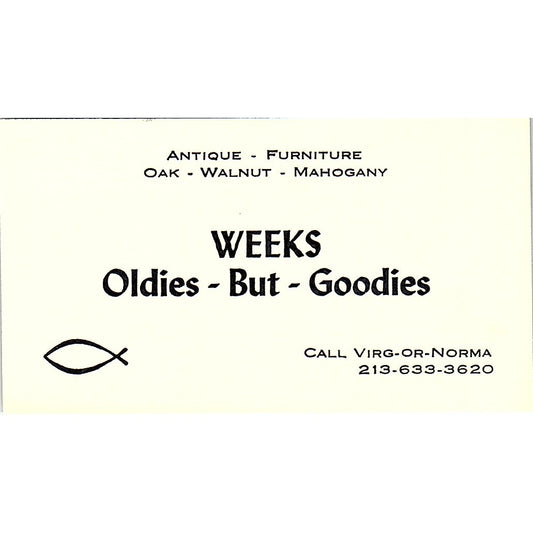 Weeks Oldies-But-Goodies Virg & Norma Long Beach Vintage Business Card SE3-B16