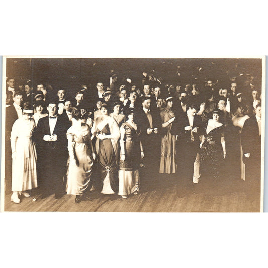 c1910 Edwardian RPPC Young Men and Women Formal Group Photo Vintage Postcard PE4