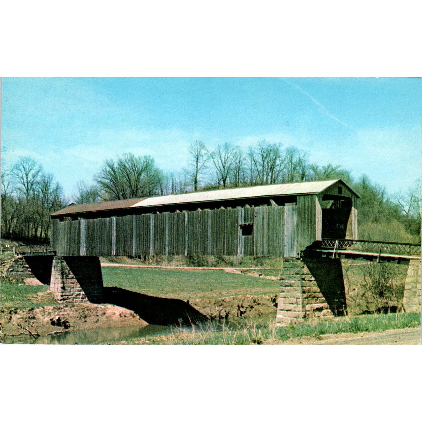 Hildreth Bridge Marietta Ohio Vintage Covered Bridge Postcard PC16