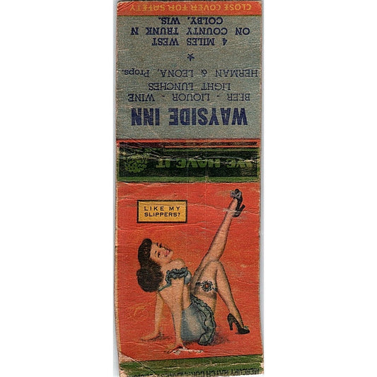 Wayside Inn Herman & Leona Colby WI Pinup Vintage Matchbook Cover SF3-Y9