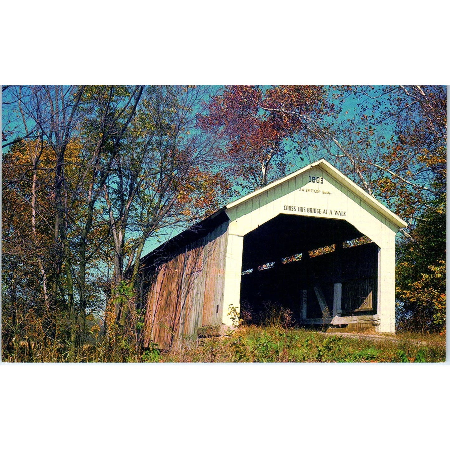 Sim Smith Bridge Parke County 23 IN Vintage Covered Bridge Postcard PC14