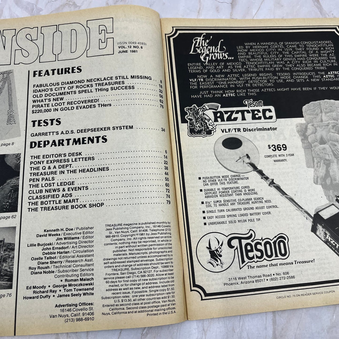 1981 June - Treasure Magazine - Treasure Hunting Metal Detecting Gold Coins M10