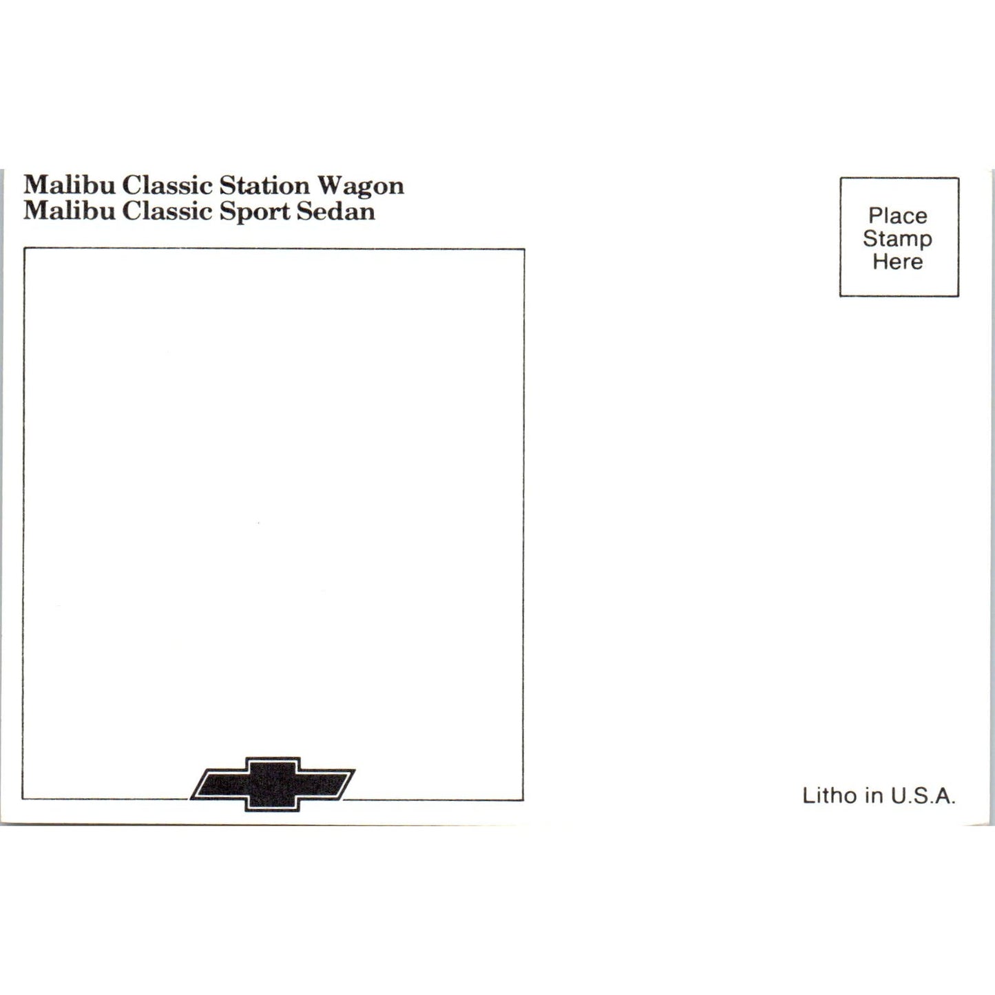 Chevrolet Chevy Malibu Classic Station Wagon & Sedan Vintage Postcard PC12