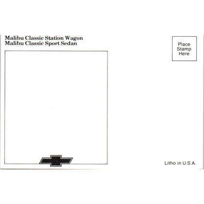 Chevrolet Chevy Malibu Classic Station Wagon & Sedan Vintage Postcard PC12