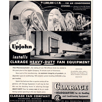Clarage Fan Company Kalamazoo MI 1951 Magazine Ad AF1-MF1