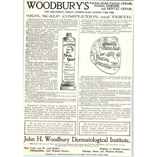 John H. Woodbury's Facial Soap and Cream 1897 Victorian Ad AE9-TS2