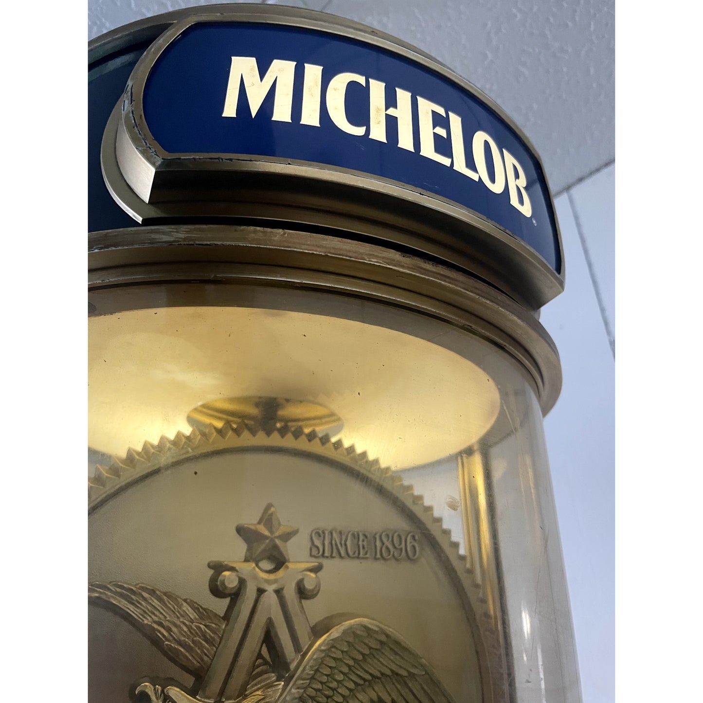 Vintage Michelob Beer Medallion Hanging Clock Bar Light 12x24"