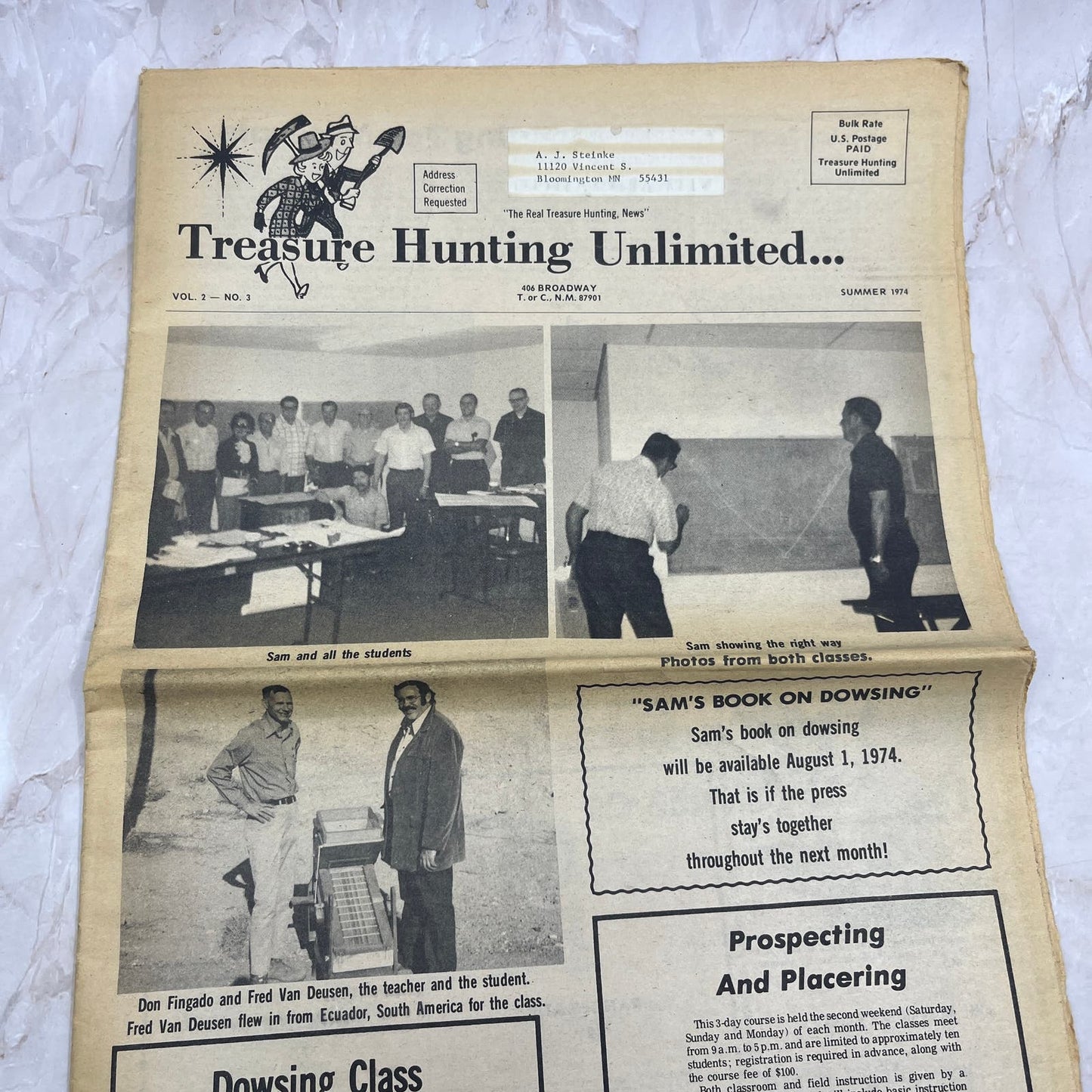1974 Summer - Treasure Hunting Unlimited Newspaper Rocks Coins Bottles M18