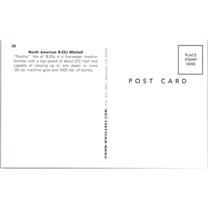 North American B-25J Mitchell Vintage Postcard PC19