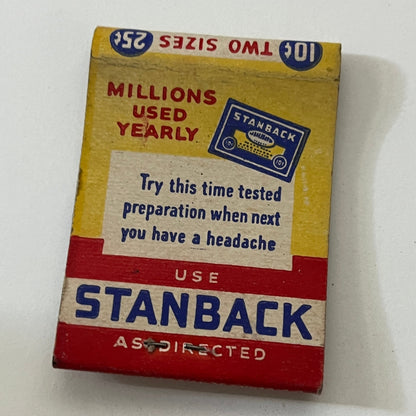 Stanback Headache Relief Vintage Matchbook Cover TB6-MB1-3