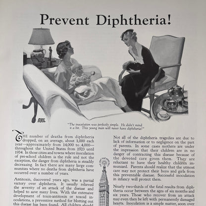 Metropolitan Life - Prevent Diphtheria - Harry Morse Meyers Art 1935 Ad V1-5