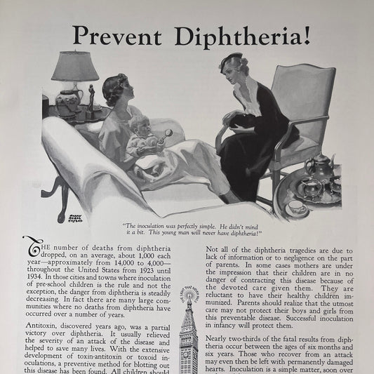 Metropolitan Life - Prevent Diphtheria - Harry Morse Meyers Art 1935 Ad V1-5