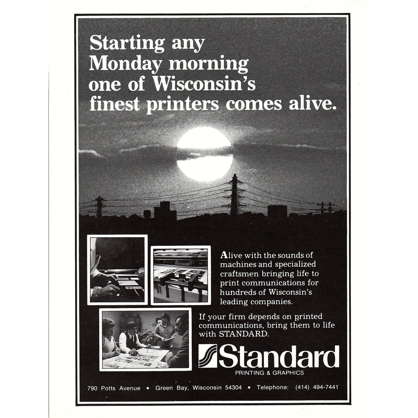 Standard Printing & Graphics 790 Potts Ave Green Bay WI 8x11" 1981 Ad D26