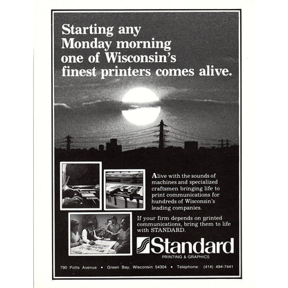 Standard Printing & Graphics 790 Potts Ave Green Bay WI 8x11" 1981 Ad D26