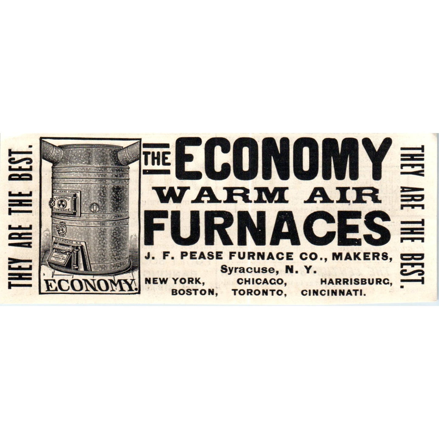 J.F. Pease Furnace Co Syracuse NY Warm Air Furnaces c1890 Victorian ad AE8-CH3