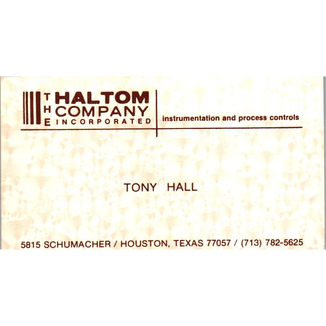 Tony Hall The Haltom Company Houston Vintage Business Card SE3-B9