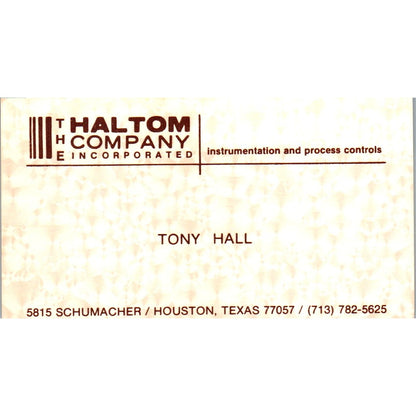 Tony Hall The Haltom Company Houston Vintage Business Card SE3-B9