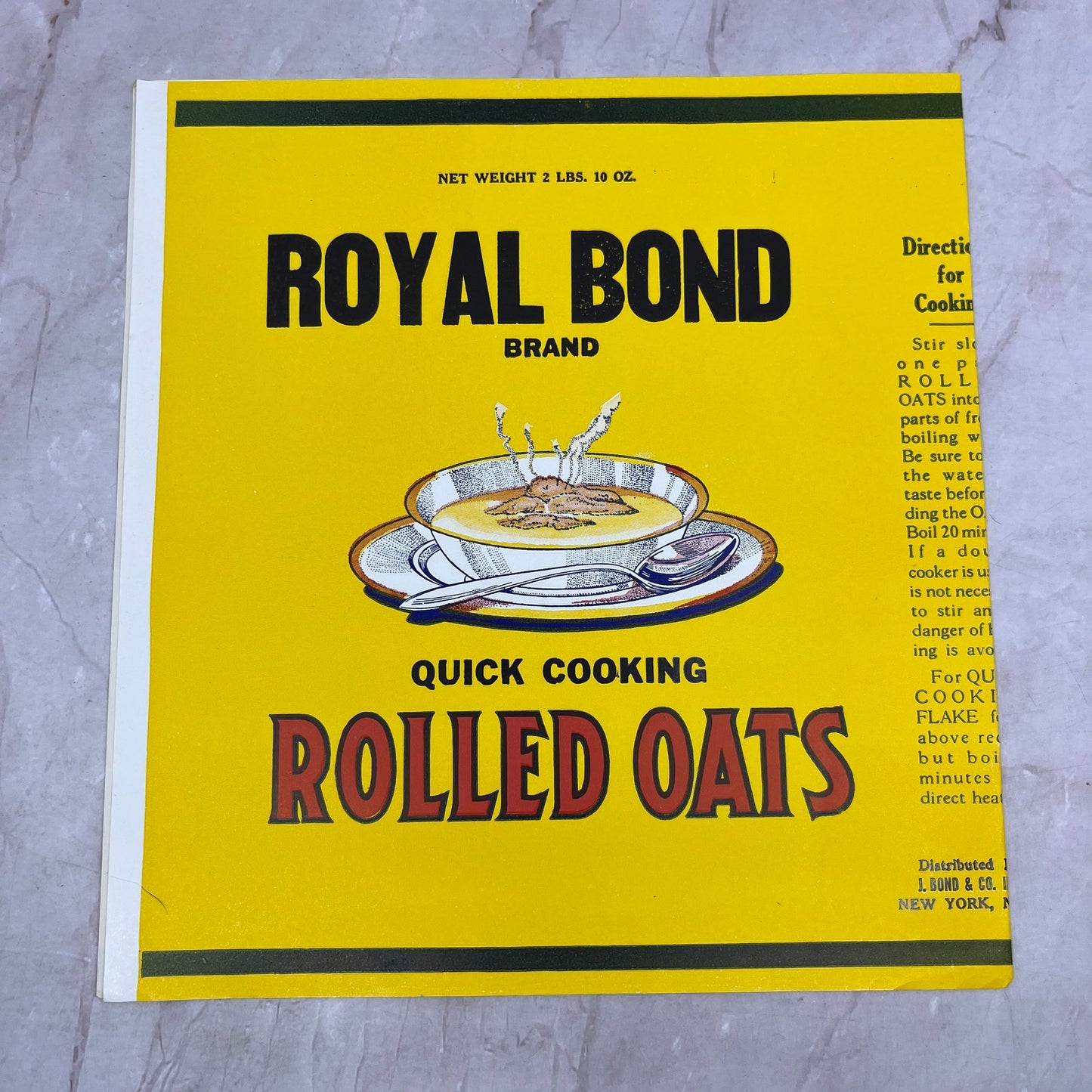 Royal Bond Rolled Oats Label J. Bond & Co. Inc. New York NY A19