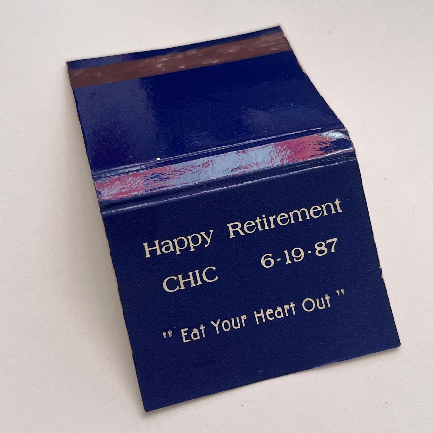 1987 Happy Retirement Chic Monogrammed Vintage Matchbook Cover TB8-MB-4