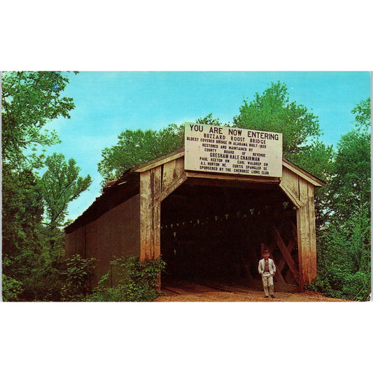 Buzzard Roost Bridge Cherokee Alabama Covered Bridge Postcard PB13